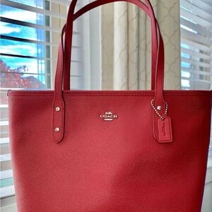 Coach Red Shoulder Bag with Gold Hardware